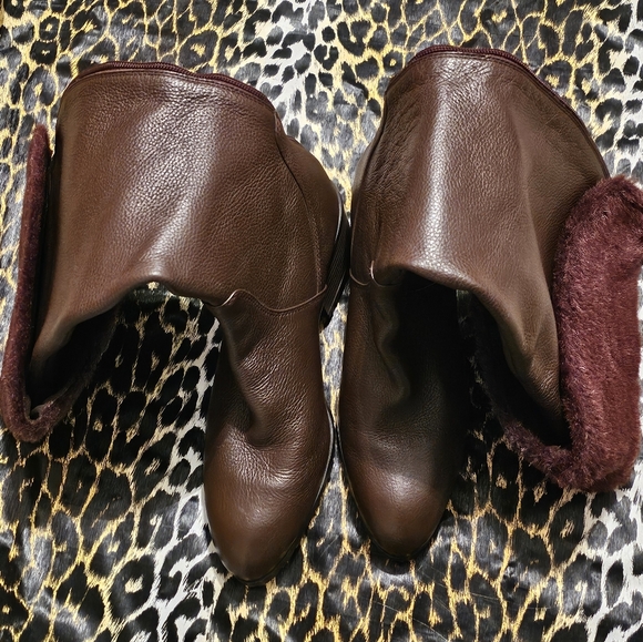 H by Halston Donna Brown Leather and Faux fur Knee High Boots - Picture 2 of 6